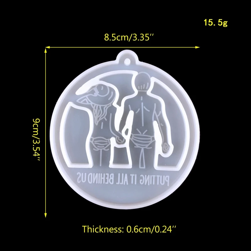 عيد الحب سلسلة المفاتيح المستديرة قالب راتنجات الايبوكسي اليدوية معلقة قلادة الزينة قالب من السيليكون لتقوم بها بنفسك قالب الحرف