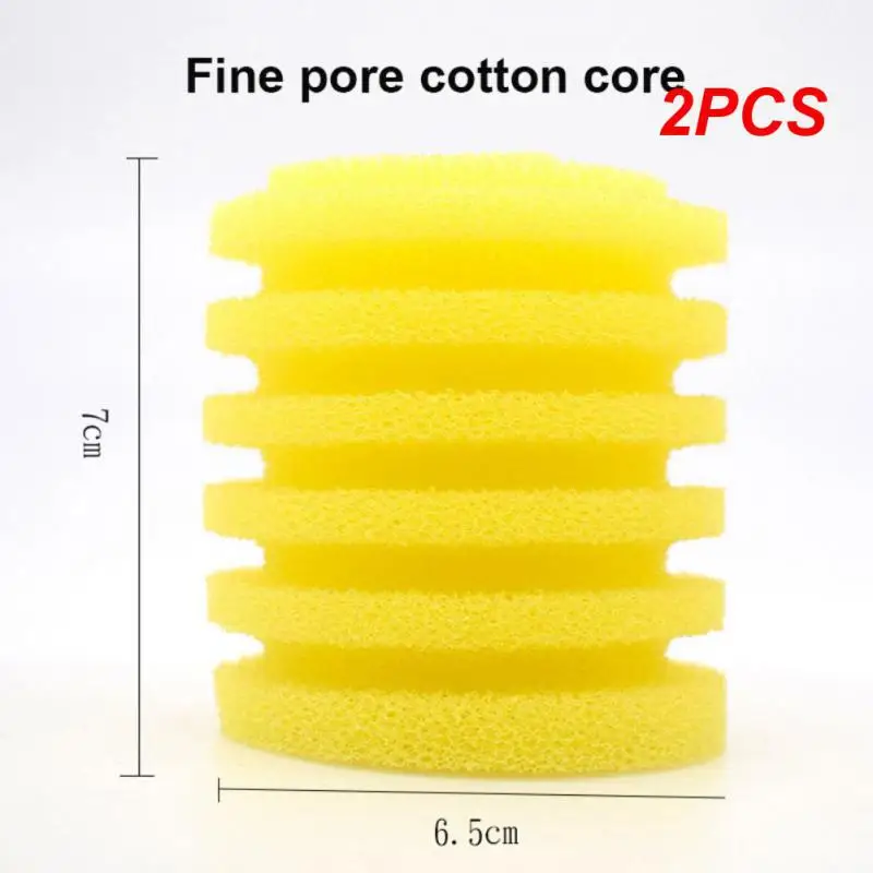 2PCS Fish Tank Sponge Universal Reusable Simple Operation Round Yellow Aquarium Filter Foam Filter Sponge Avoid Blockages