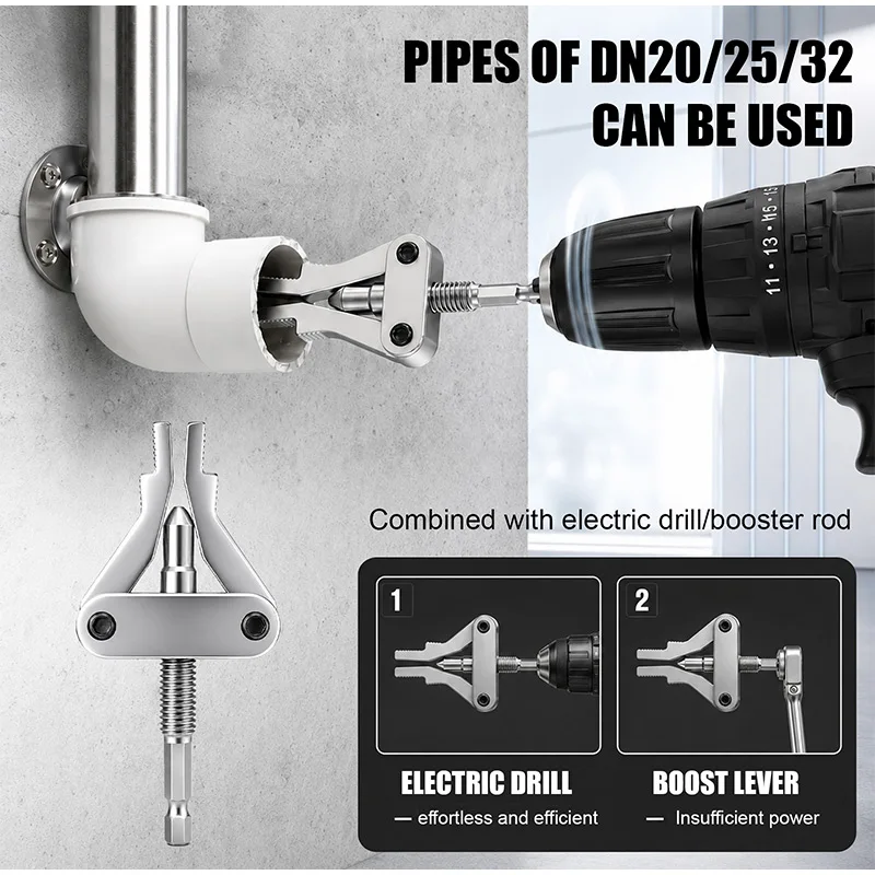 2026 Pipe Extractor Tool Broken Thread Puller Hex Shank Power Drill for PPR PVC Plastic MPP Pipes DN20/25/32 1/2″ 3/4″ 1″ Inch