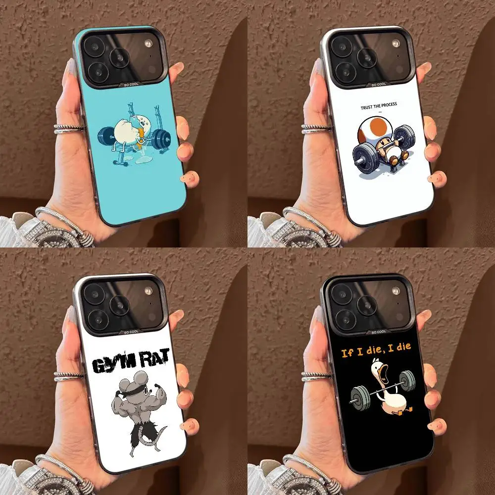 

Gym Fitness Cartoon Funny Phone Case For iPhone 17,16,15,14,13,12,11,Pro,Max,Plus,E,Air,Mini Black Tpu Cover