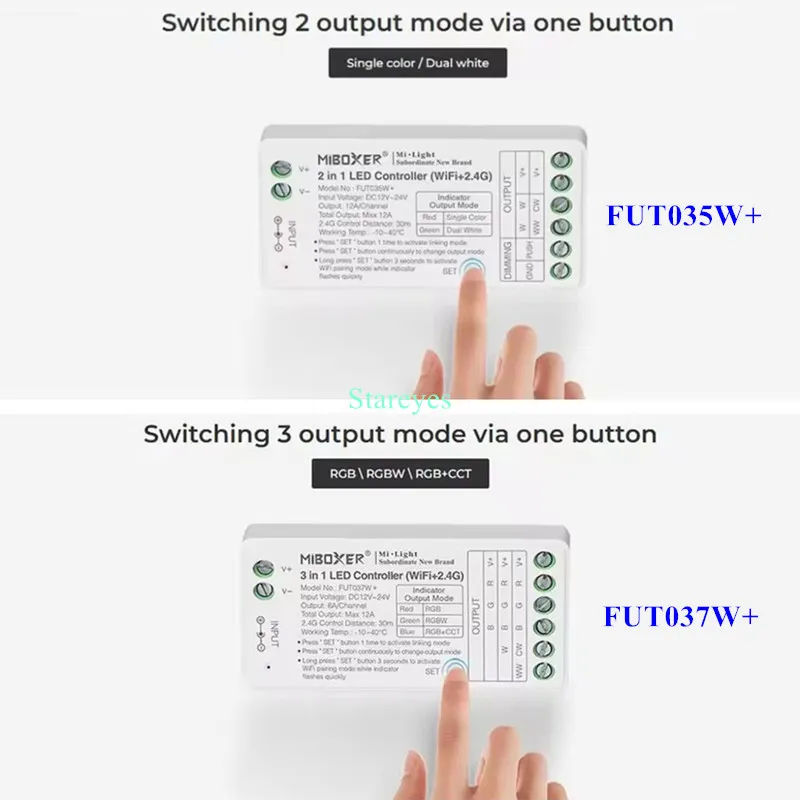 MiBoxer Tuya WiFi Alexa Google Home Voice controller PWM LED strip dimmer CCT FUT035W+ RGB RGBW RGBCCT FUT037W+ 2.4G remote