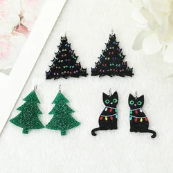 6Pcs/Lot Christmas Tree Charms Unique Black Cat Fashion Accessories For Jewelry Diy Making
