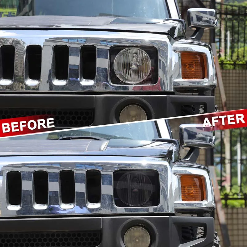 

2 piece set TPU black For Hummer H3 2005-2009 car headlight rear headlight film decorative sticker car protection accessories