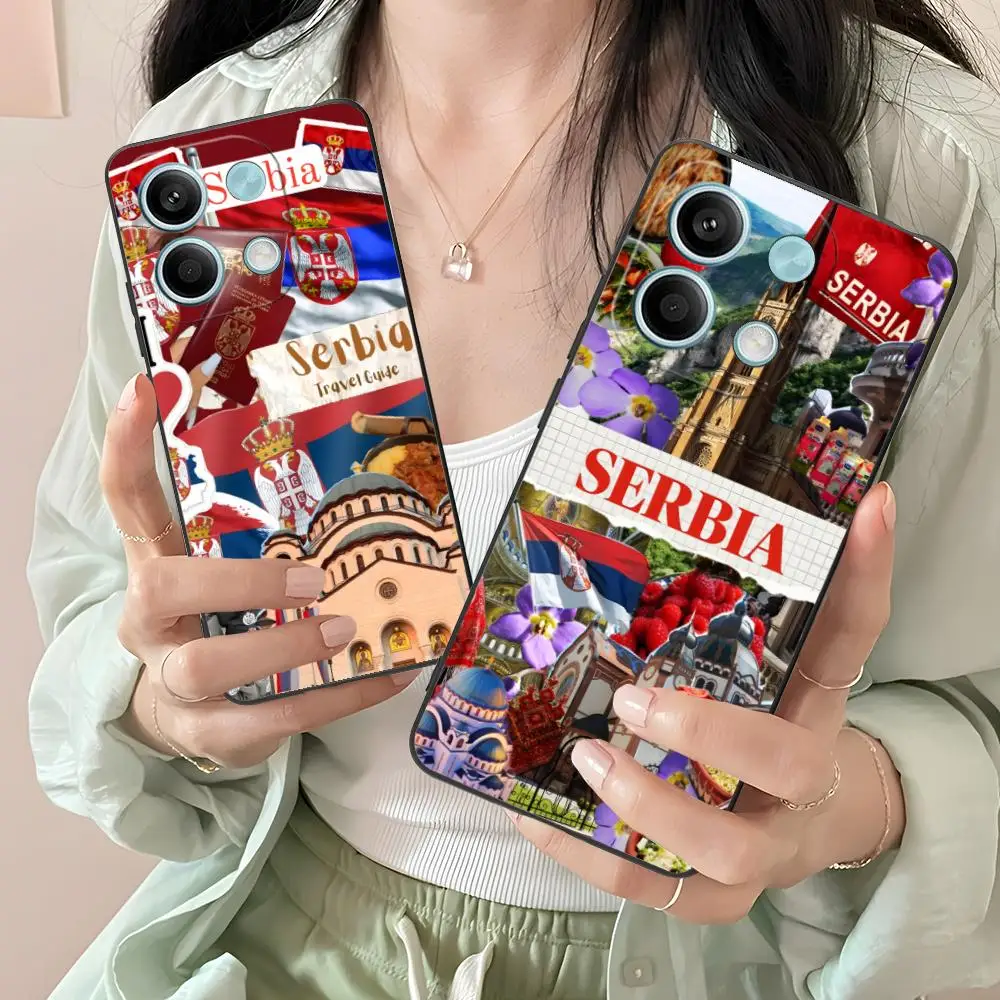 صربيا العلم المحمول قضية الهاتف الخليوي ل Xiaomi Redmi ملاحظة 14 13 12 11 S برو زائد 4G 5G اللون الطباعة غطاء فاخر جميل #5
