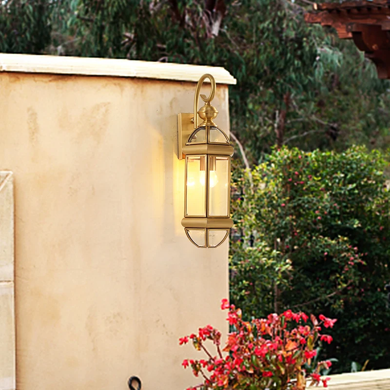 TYLA Contemporary Outdoor Brass Wall Lamp IP 65 Creative Design LED Copper Sconce Light Decor for Home Balcony