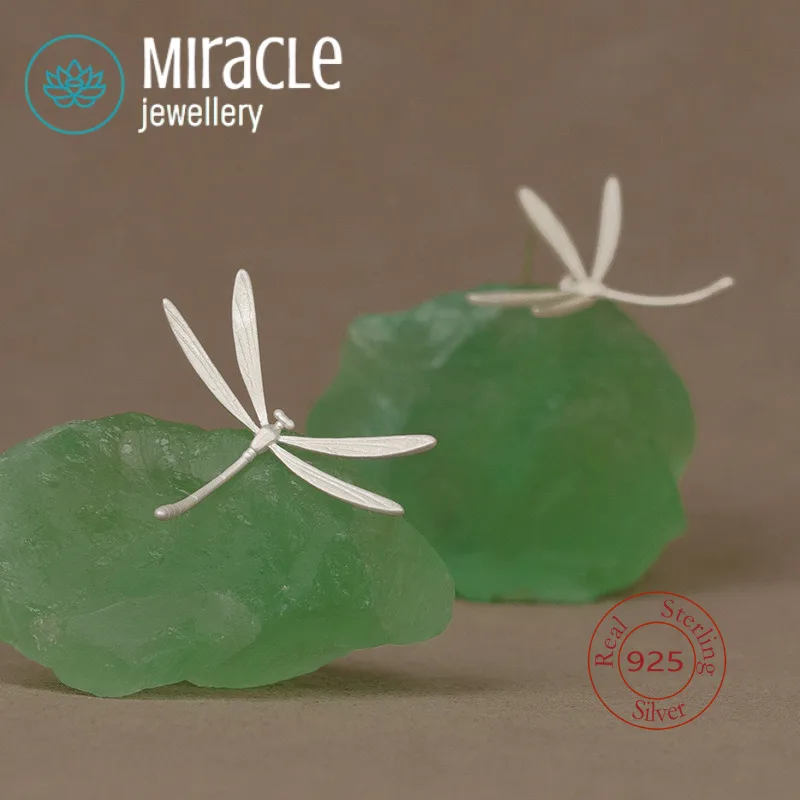 

Miracle Sterling Silver 925 Original Design Dusk Elegant Lightweight Dragonfly Lively Romantic Poetic Commuting Stud Earrings