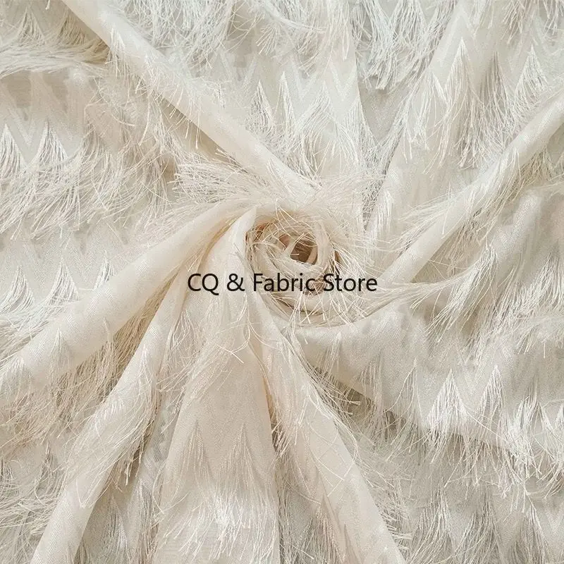 

Весна/лето, жаккардовая шифоновая ткань с волнистыми кисточками, женская классическая рубашка в европейском и американском стиле, модная ткань на метр