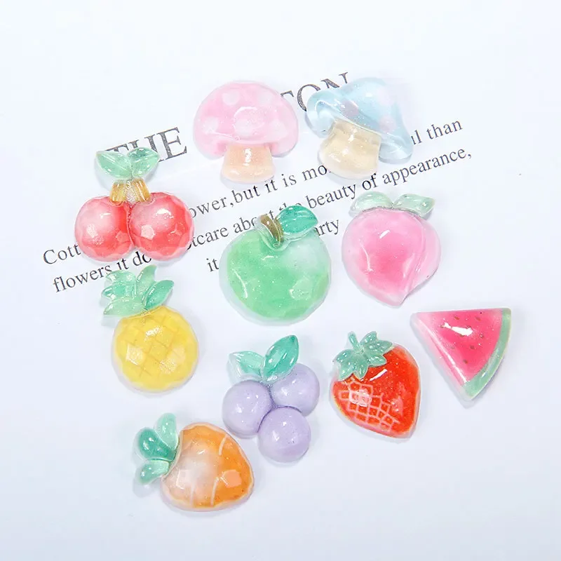 DIY Phone Case Water Cup Patch Refrigerator Magnet Headdress Cut Surface Transparent Simulated Fruit Jewelry Resin Accessories