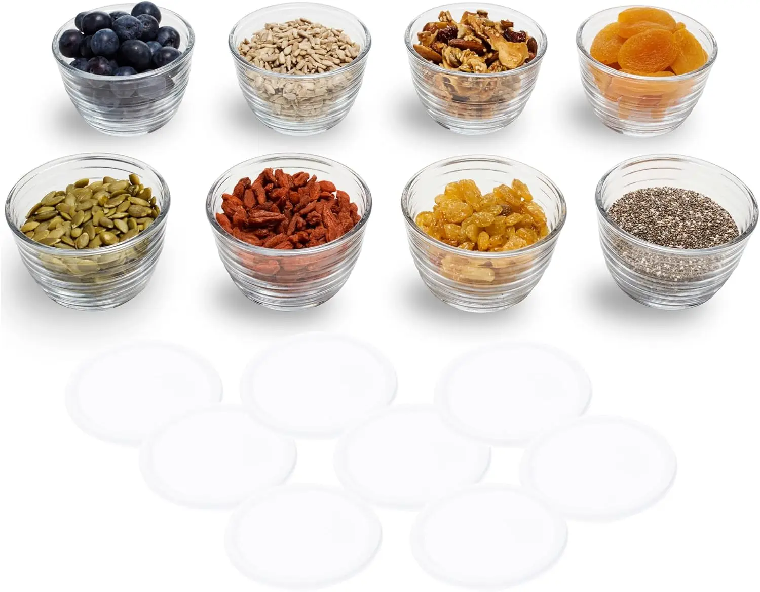 

Small Glass Prep Bowls with Lids Set of 8 6.25 oz for Meal Prep Dips Leftovers Dishwasher Safe