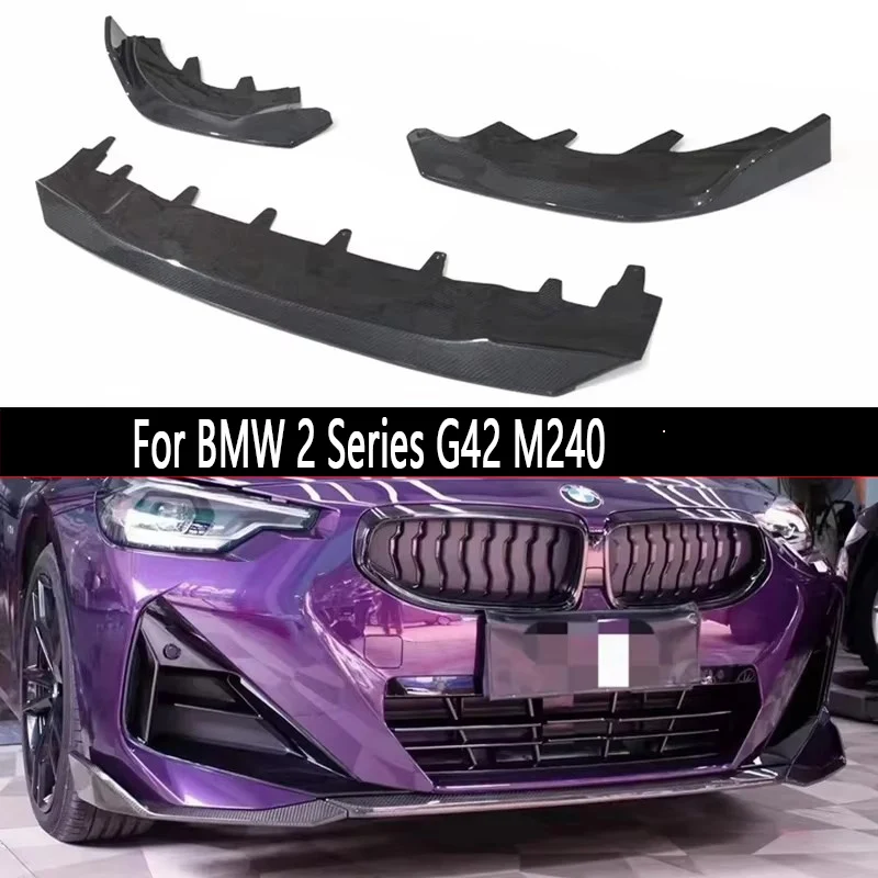 

For BMW 2 Series G42 M240 240i Dry Carbon Fiber Car Front Bumper Diverter Spoiler Diffuser Front lip chin upgraded body kit