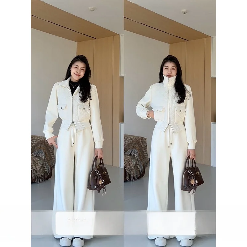 

Ele Winter Outfit with Fce And Long Zipper Straight Leg Pants Nylon Fabric Cotton Filling Zipper Closure