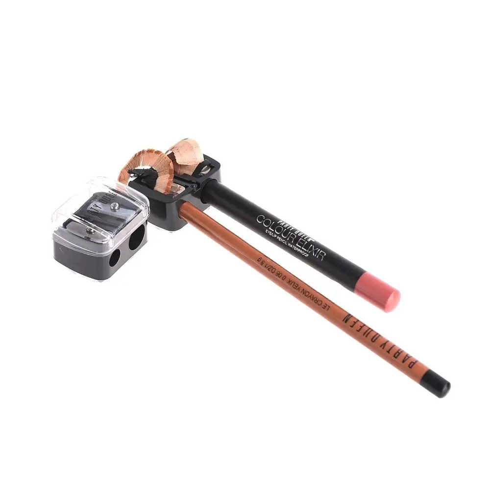 

2Pcs Mini Double Hole Pencil Sharpener Classical Plastic Eyebrow Pencil Sharpener 2-Size Makeup Pen Sharpening Tip Thin Tools