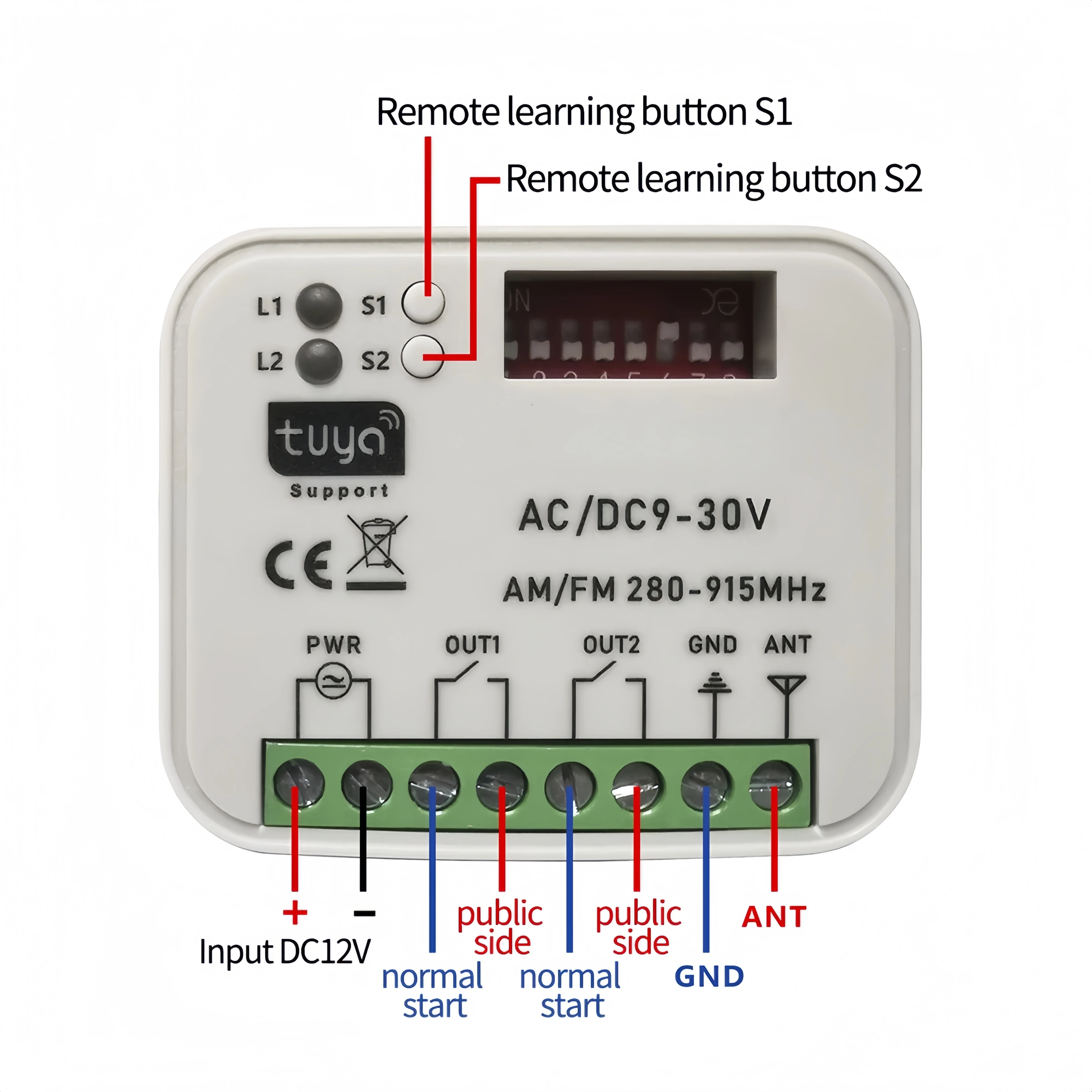 Universal WIFI Garage Door Remote Control Receiver 2CH Controller Smart Switch 433 868 MHz Tuya Frequency 300-900MHz