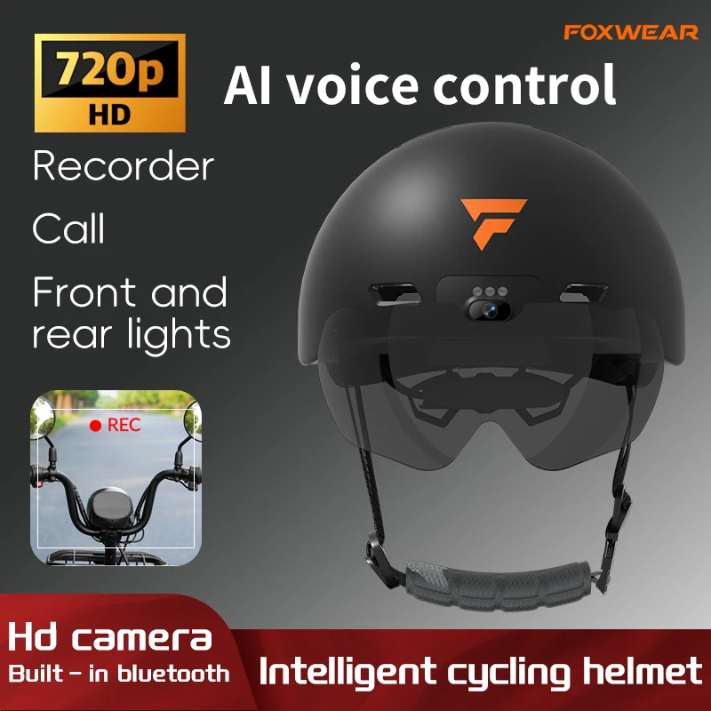 

Foxwear AI Intelligence Motorcycle Helmet with Camera and Bluetooth Headset Half Helmet Men Cascos Para Moto Four Seasons DOT