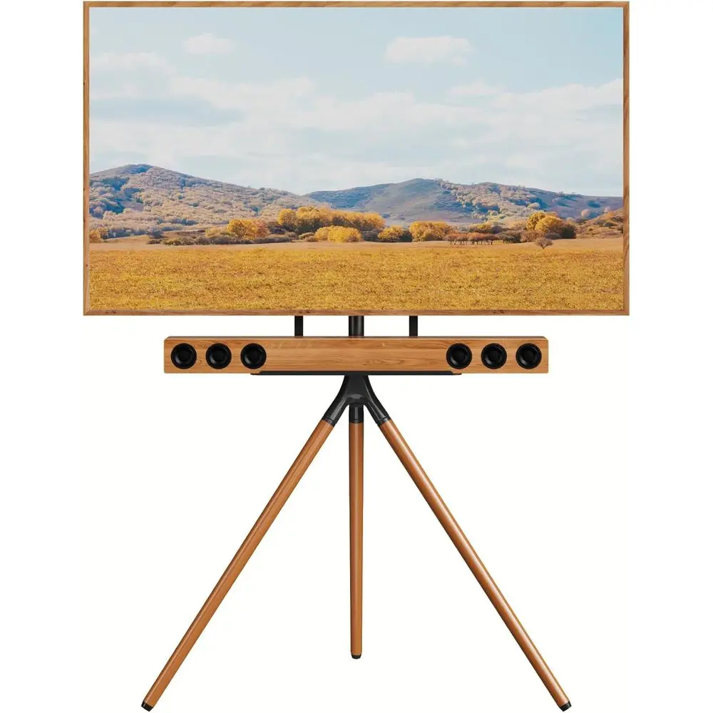 

Height-Adjustable Tripod TV Stand for 45-65 Screens with Soundbar Shelf, Portable Floor Stand, 180° Swivel, Max VESA 600x400mm