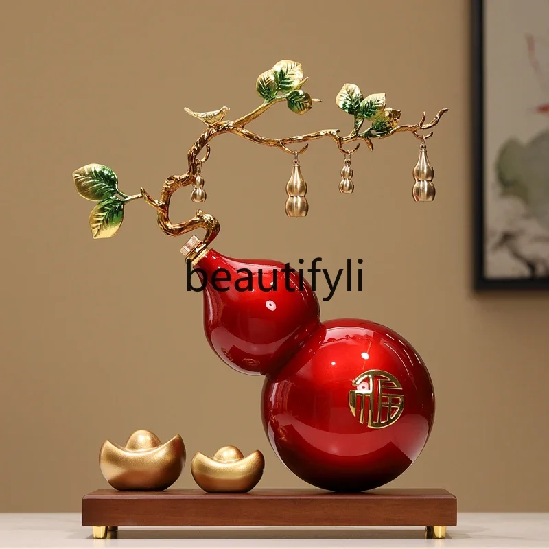 Lucky Fulu Metal Enamel Color Hongyun Gourd Ornament New Chinese Decoration High-end Gifts