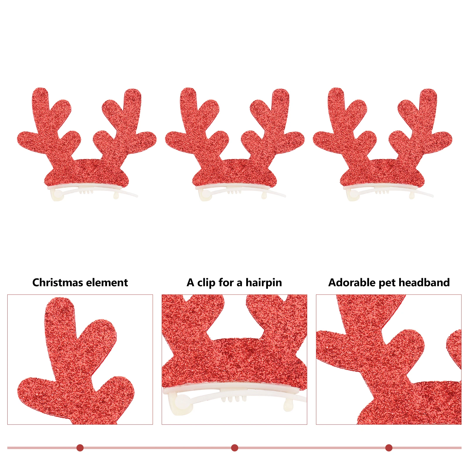 

3 Pcs Pet Hairpin Lovely Christmas Headbands Party Hairwear Props Dog Cat Accessories Non Fading Comfortable Outdoor Photography