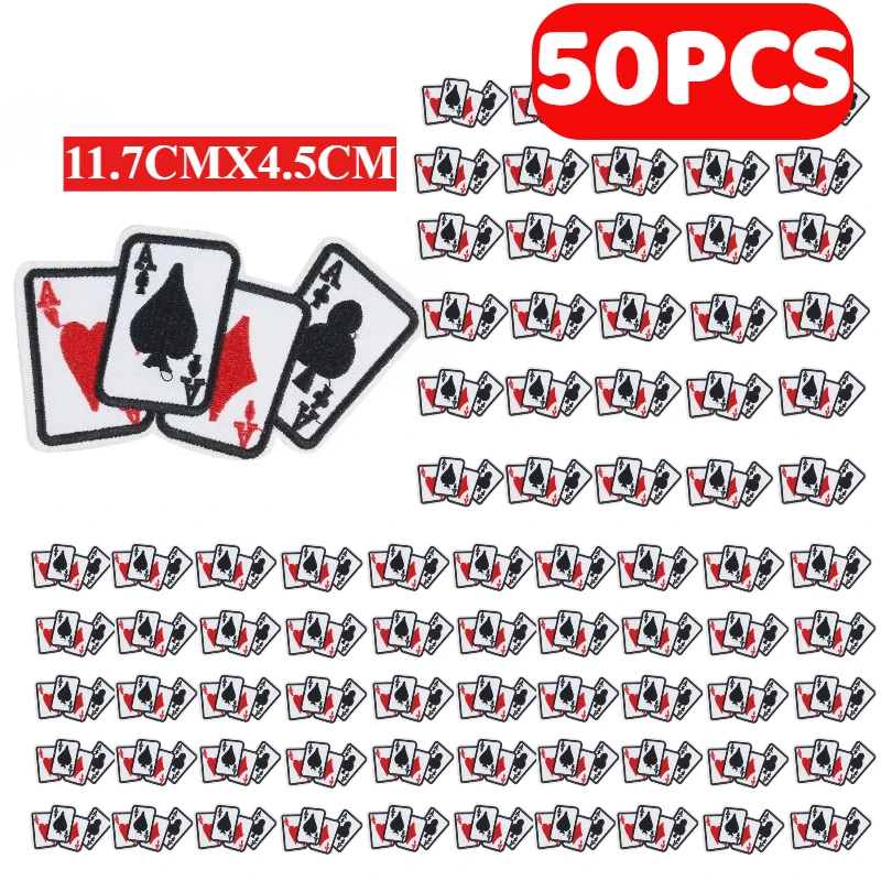 10/50/100PCS European and American Punk Flame Dice Poker Alexander Embroidery Cloth Sticker Adhesive DIY Clothing Accessories