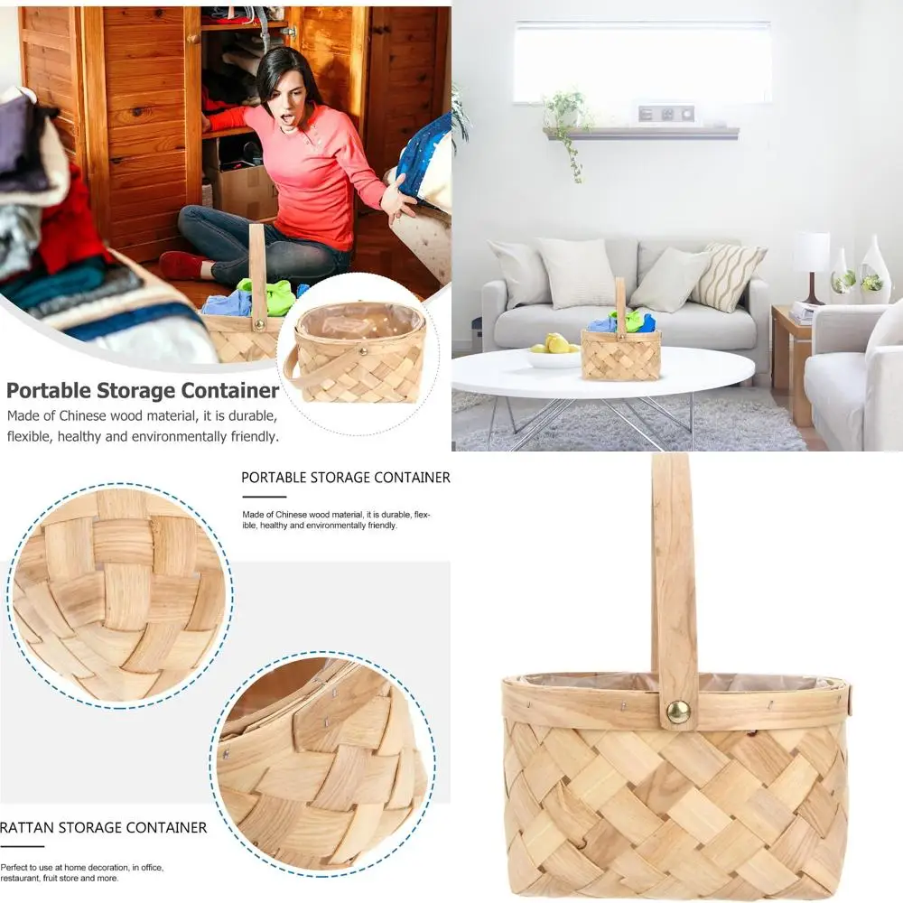 

Handcrafted Seagrass Wicker Basket with Handle, Rattan Storage Container for Home Organization