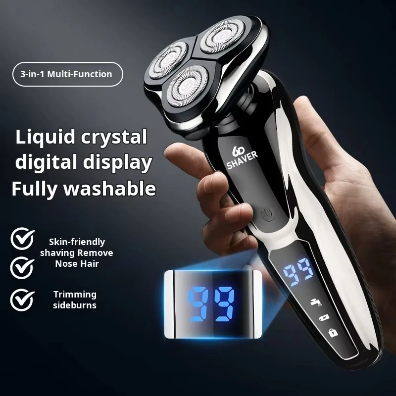 Xiaomi New Shaver LCD Digital Display Full Body Wash Haircut Nose Hair Shaving 3-in-1 Electric Razor Dual Use of Dry Wet