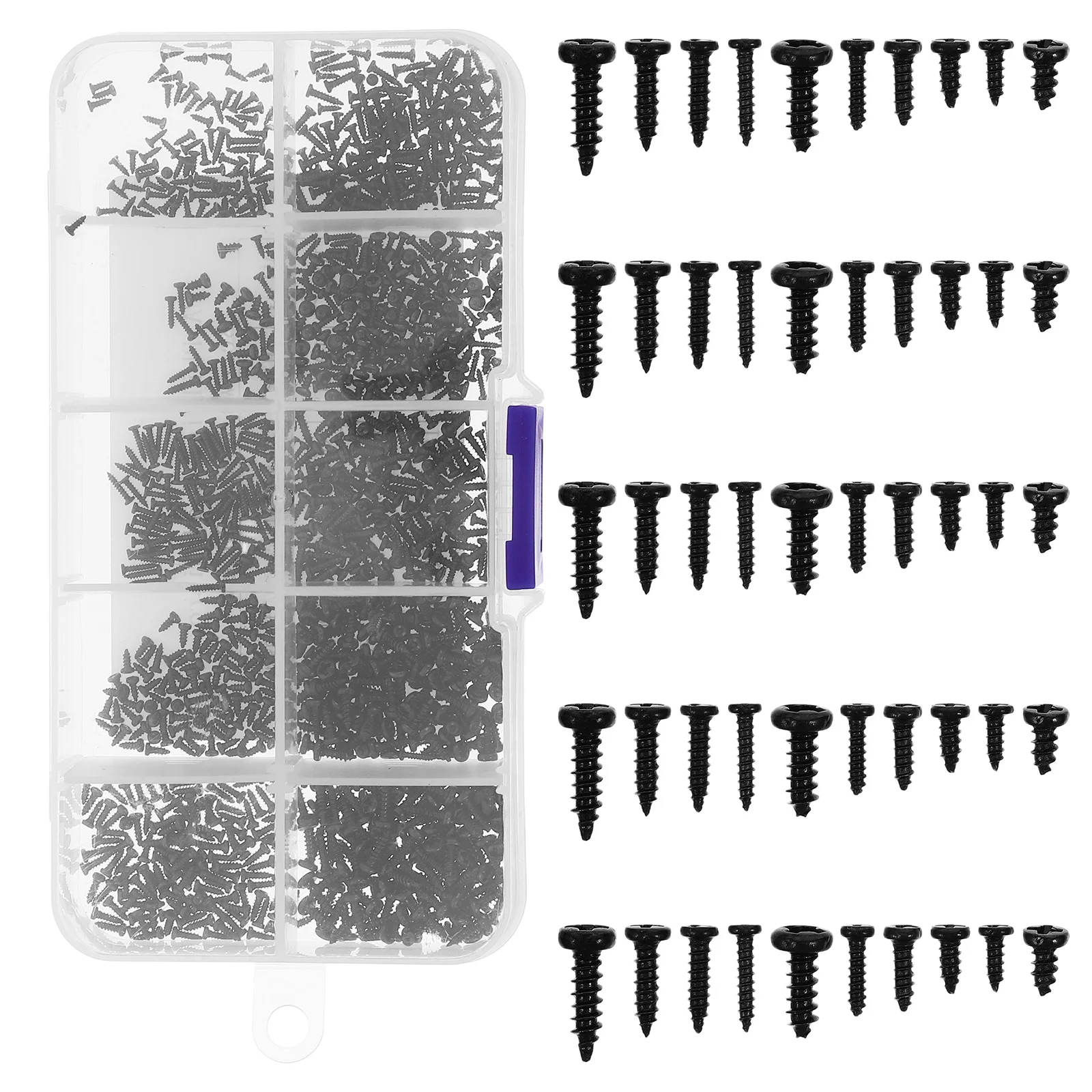 

1000pcs Small Carbon Steel Round Head Self-Tapping Screws Set For Electronics Machinery Mounting Boxed Screws Parts