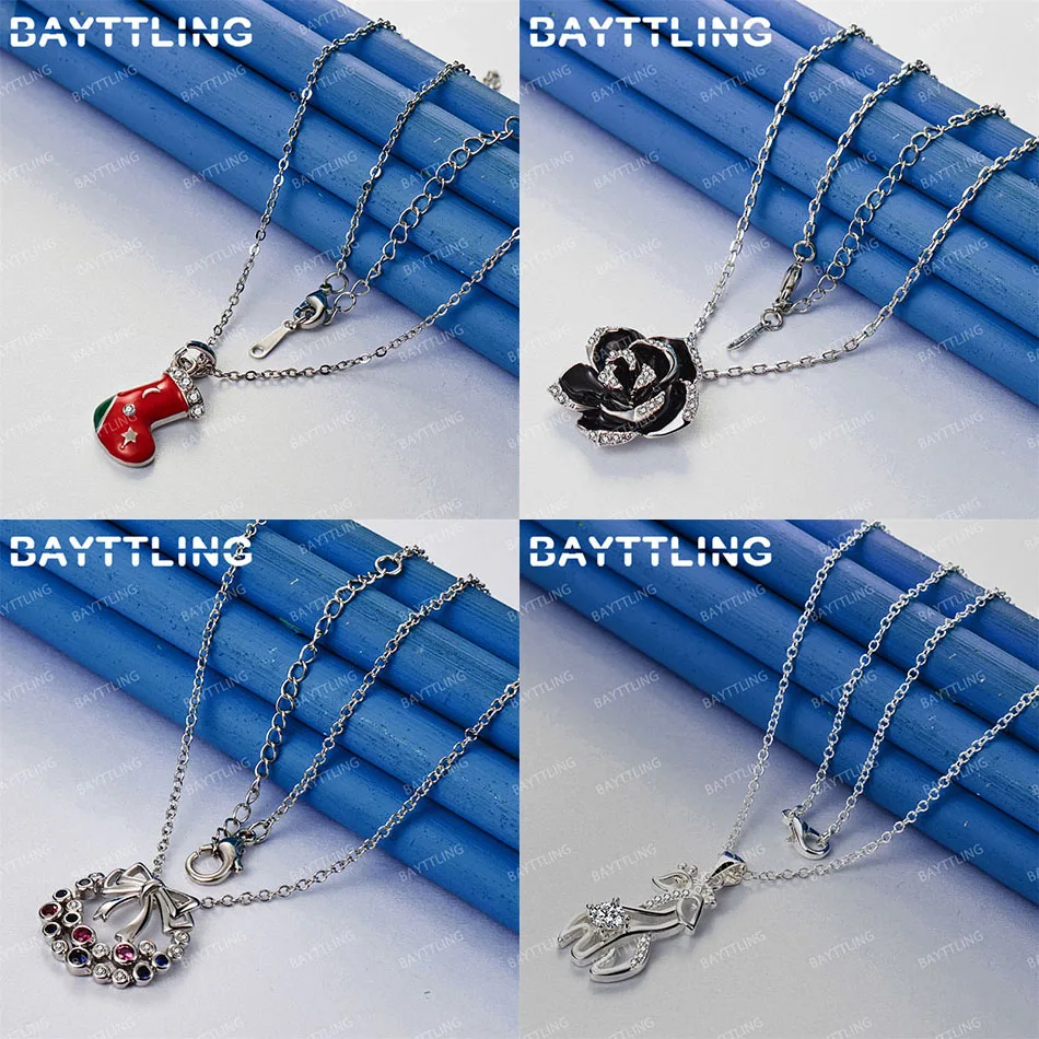 

925 Sterling Silver 16-30 Inch Exquisite Rose Flower Deer Pendant Necklace Women Jewelry Accessories Christmas Gift