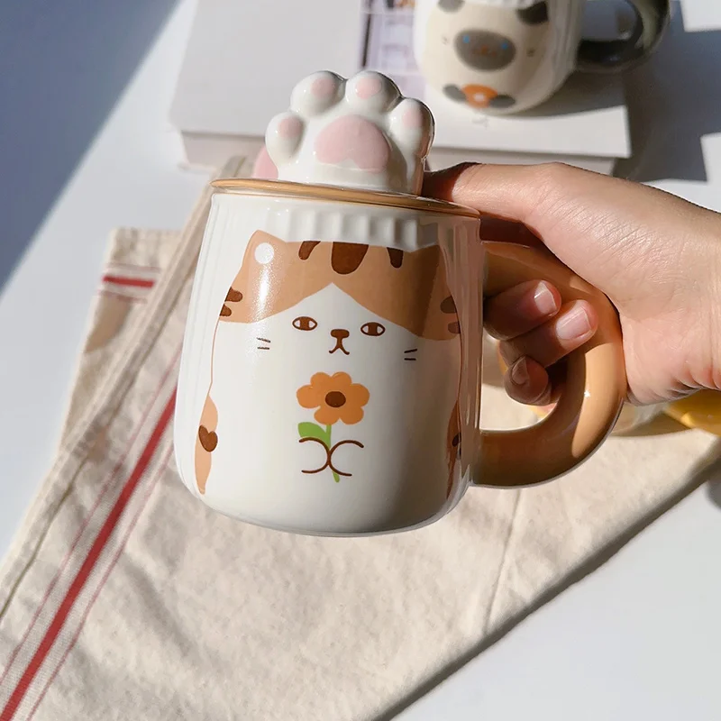 

Lucky Cat Ceramic Cup Cute Cat Hand Lid Coffee Cup Exquisite Gift Box Home Couple Water Cup Living Room Drinking Utensils