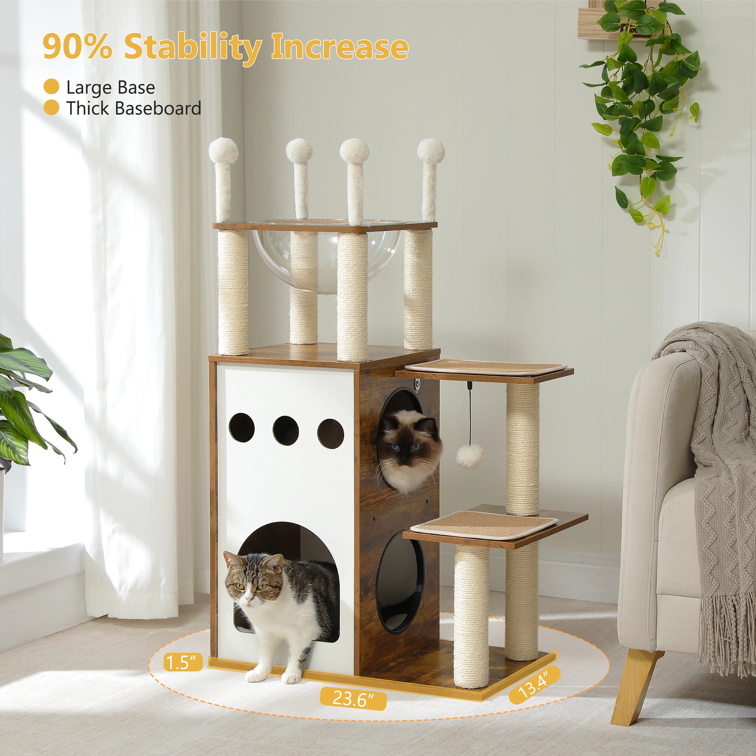 

Wood Cat Tree with Condo Scratching Post for Kitten House Cat Accessories Multi-Level Luxury Cat Tower Cat Scratcher Cat Toys