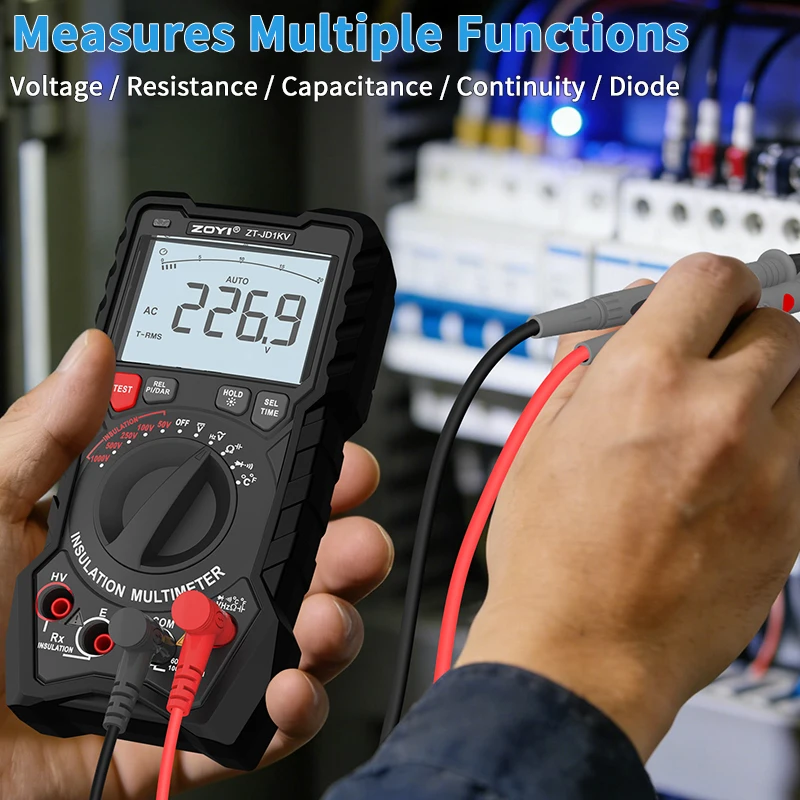 ZOYI JD1KV 2-in-1 Insulation Tester & Multimeter, 19999 Counts, 1000V, Tests Voltage/Capacitance/Resistance/Diodes/Temp