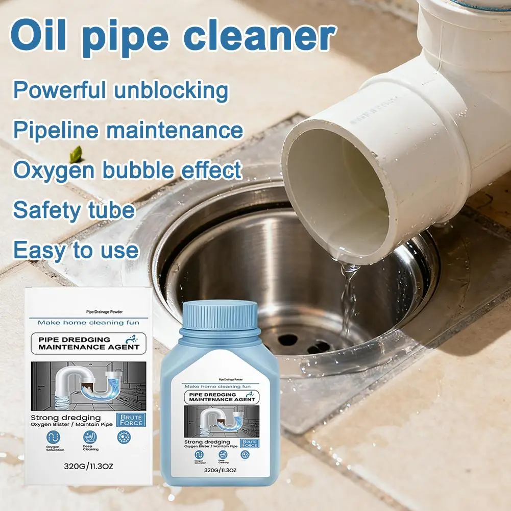 320g Pipe Dredging Agent Powerful Clog Remover Dissolves Organic Residue Safe for Pipes Deep Cleaning Drain Cleaner