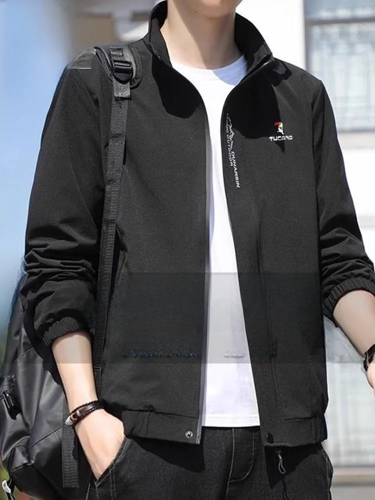 

Мужская куртка с воротником-стойкой Thiened Fce, повседневная одежда на весну и осень, новая молодежная верхняя одежда Faion Ci, застежка-молния, без шляпы