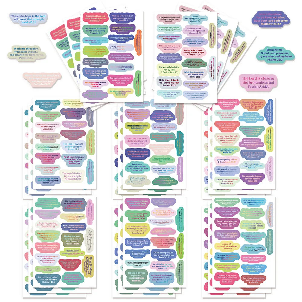 8PCS Color Bible Inspirational Creative Stickers DIY Luggage Notebook Water Cup Stickers