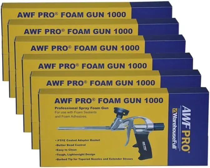 

High Precision Spray Foam Gun for Insulating Foam Sealant, Adjustable Flow Control, Contractor-Grade, Pack of 6
