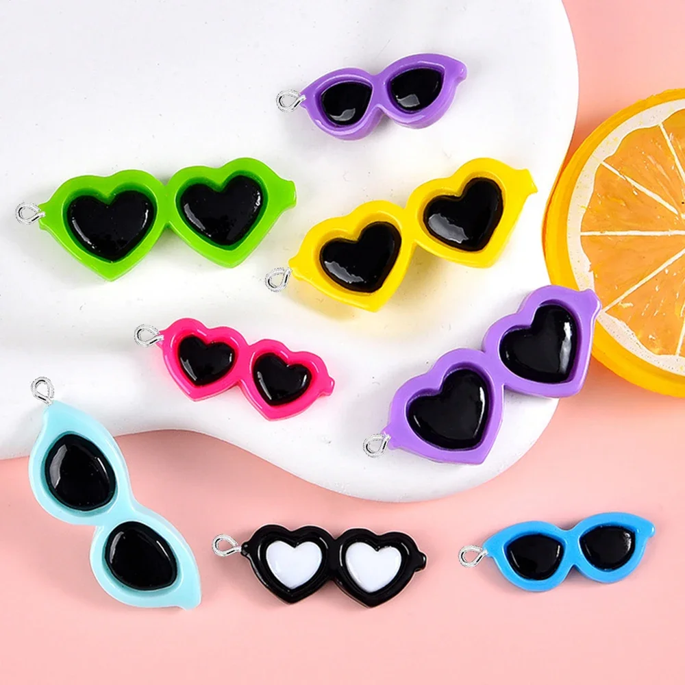 10PCS Color Random Sunglasses Series Flatback Charms For Earrings Bracelet Hairpin DIY Jewelry Pendants Decoration Accessories