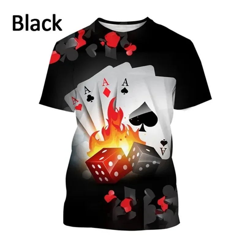 

Interesting Poker Pattern Tshirt For Men 3D Printing Short-sleeved Casual Round Neck T-shirt Personality Poker Card Tee Tops