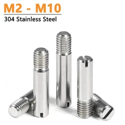 2/5pcs M2 M2.5 M3 M4 M5 M6 M8 M10 Slotted Cylindrical Pin Dowel Male Thread Locating Pin 304 Stainless Steel Length 5-50mm
