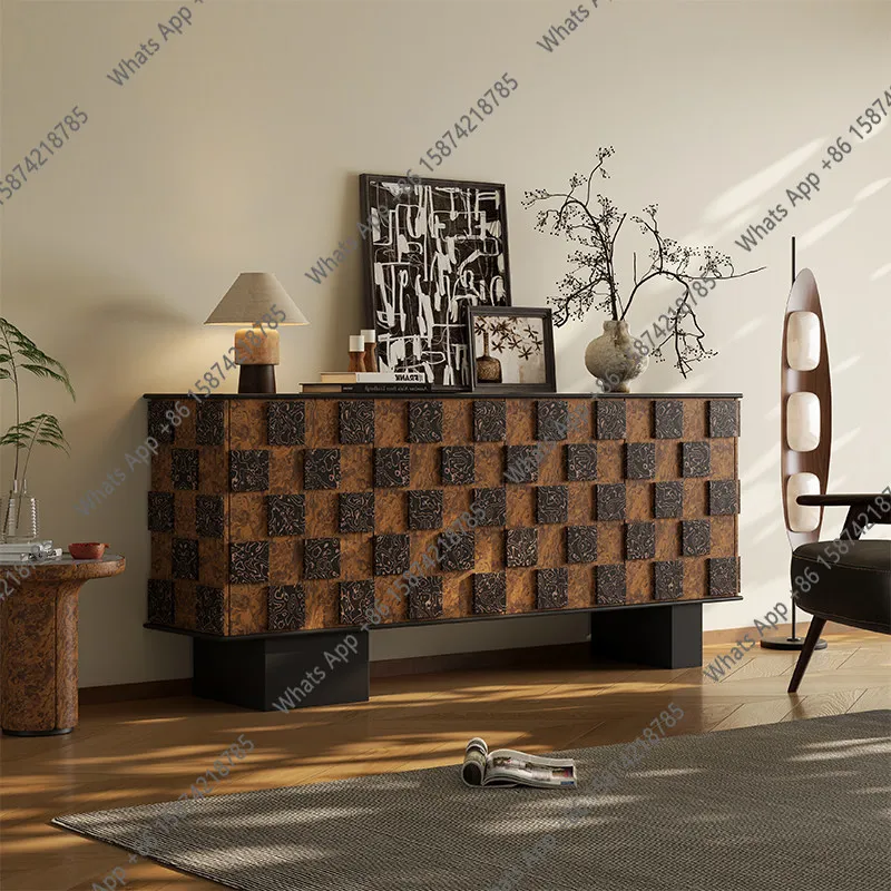 Solid wood medium ancient style retro and old multi-functional locker decoration living room partition French entrance cabinet