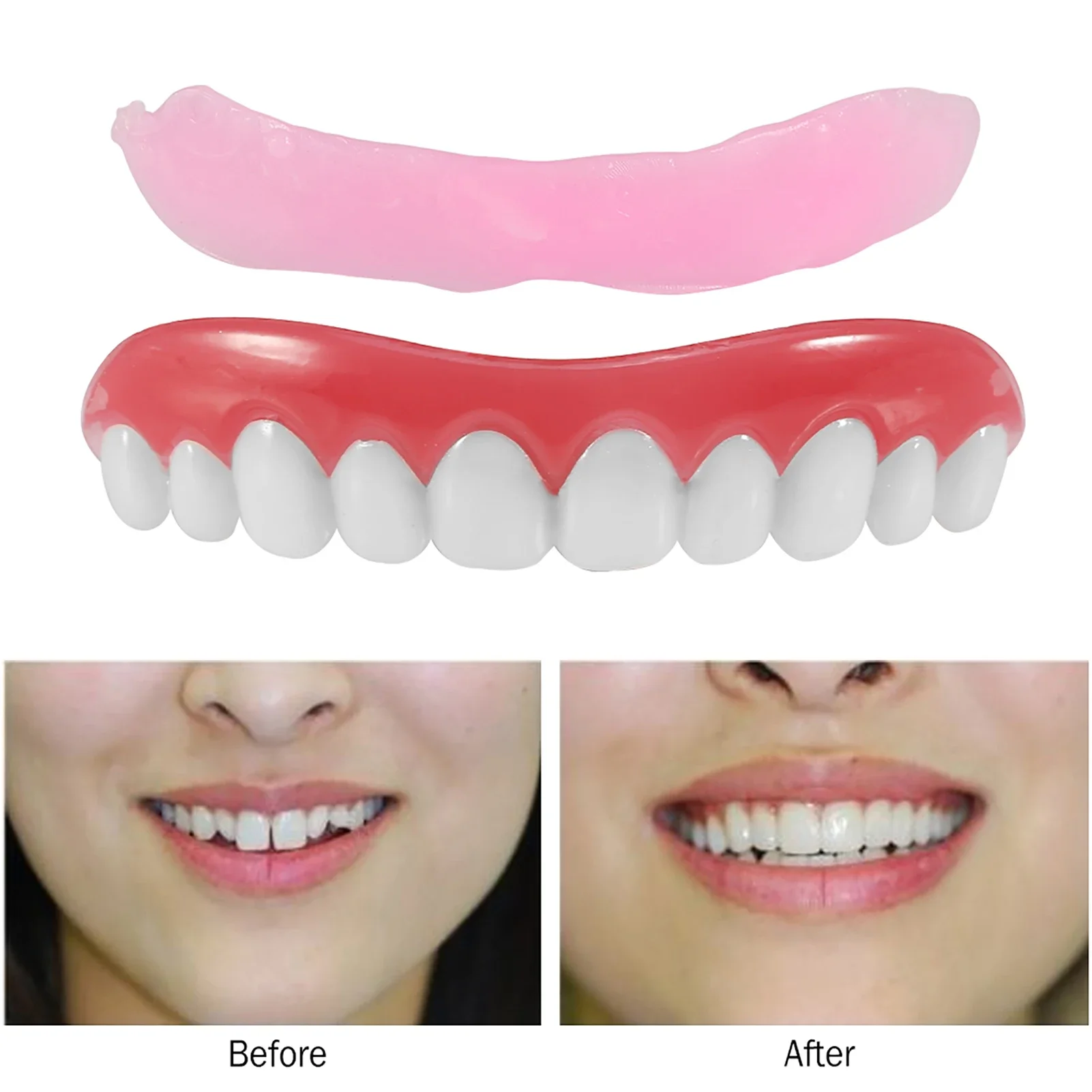 

3 Pcs Silicone Upper/Lower False Teeth Perfect Laugh Veneers Dentures Paste Oral Hygiene Tools Fake Teeth Instant Smile Cosmetic