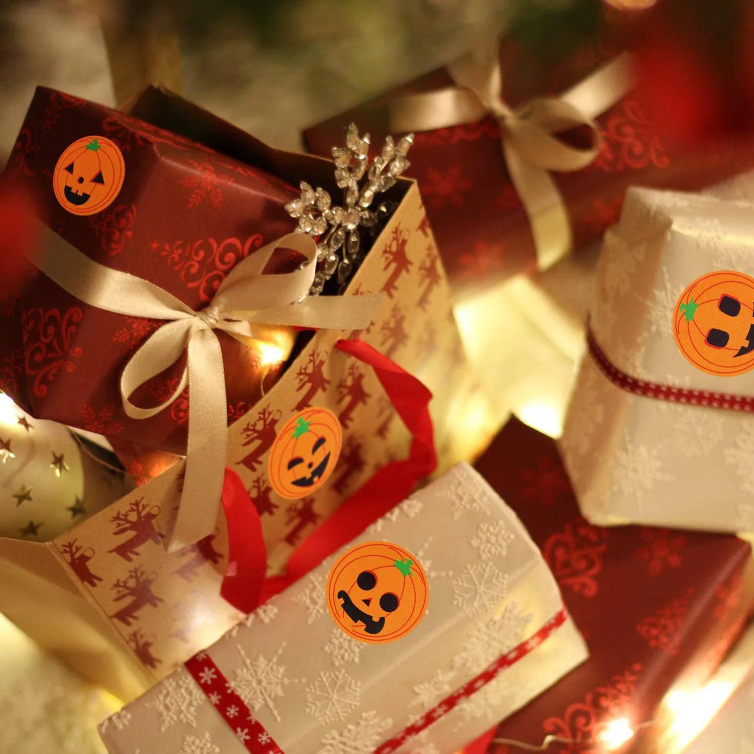 50-500pcs DIY Decorative Labels Halloween Party Favors Supplies Round Halloween Label Sticker Cute Smile Pumpkin Seal Sticker image 3