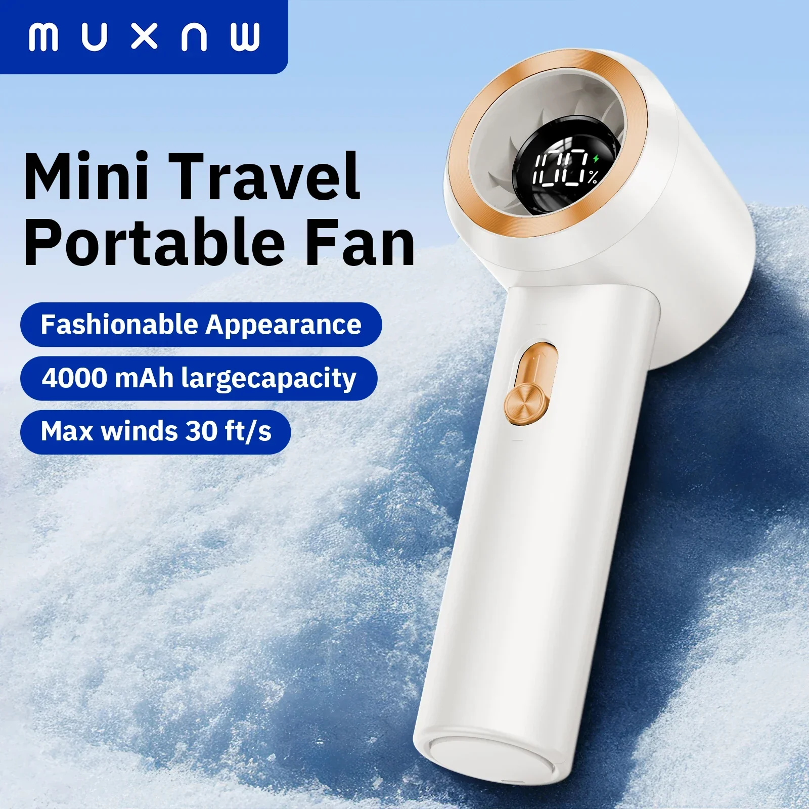 

MUXNW Portable Fan For Travel Mini: Small Pocket Handheld Personal Rechargeable Battery Operated USB High Speed Fan