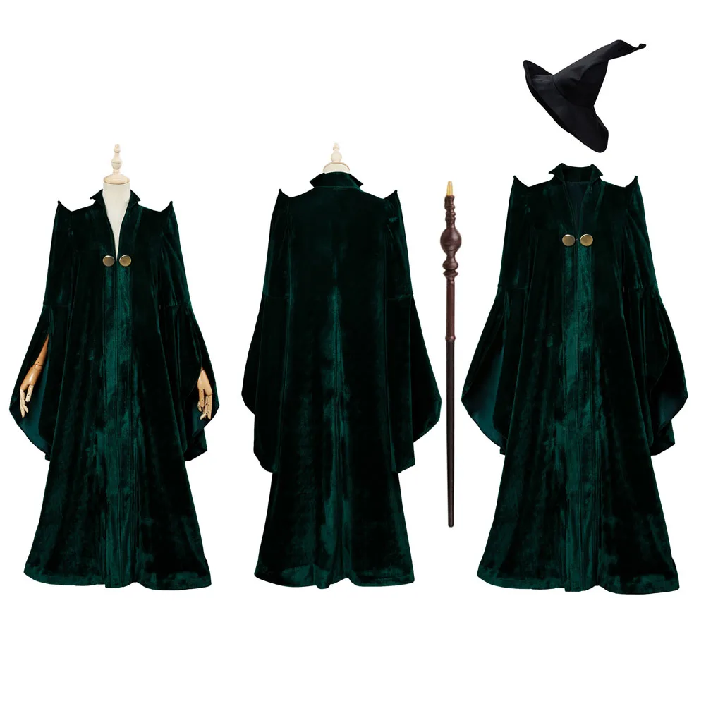 Minerva Cos McGonagall Cosplay Costume Professor McGonagall Robe Outfit Cloak Halloween Carnival Costume Gift