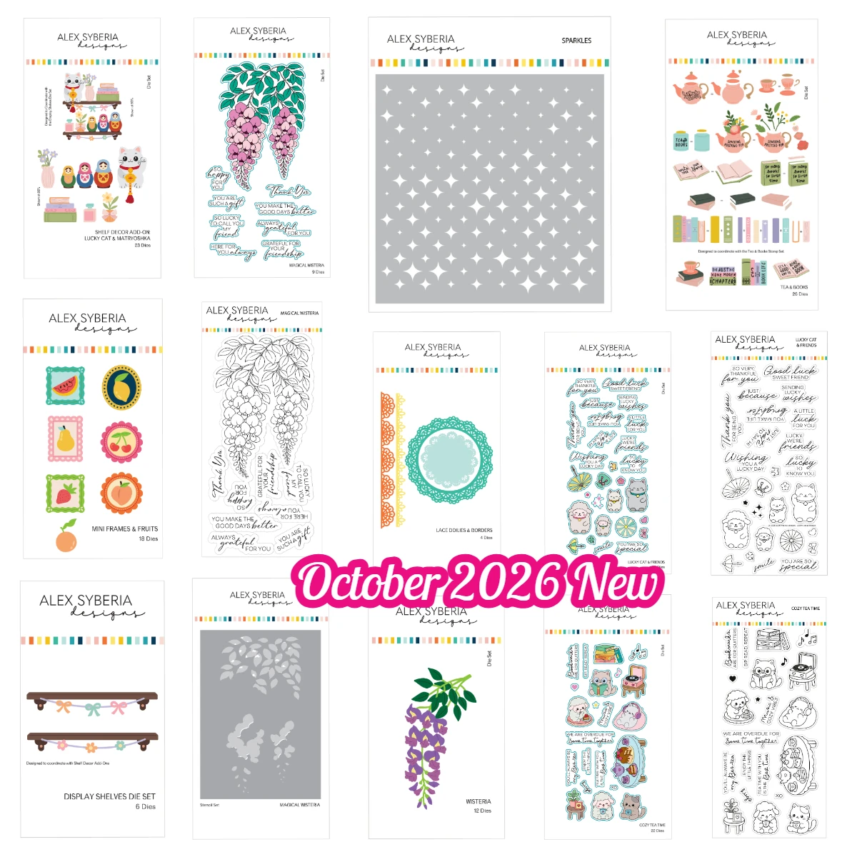 Lucky Cat & Friends Metall-Stanzformen, transparente Stempel, Schablonen-Set für DIY-Scrapbooking, Grußkarten, Bastelarbeiten und Dekoration.