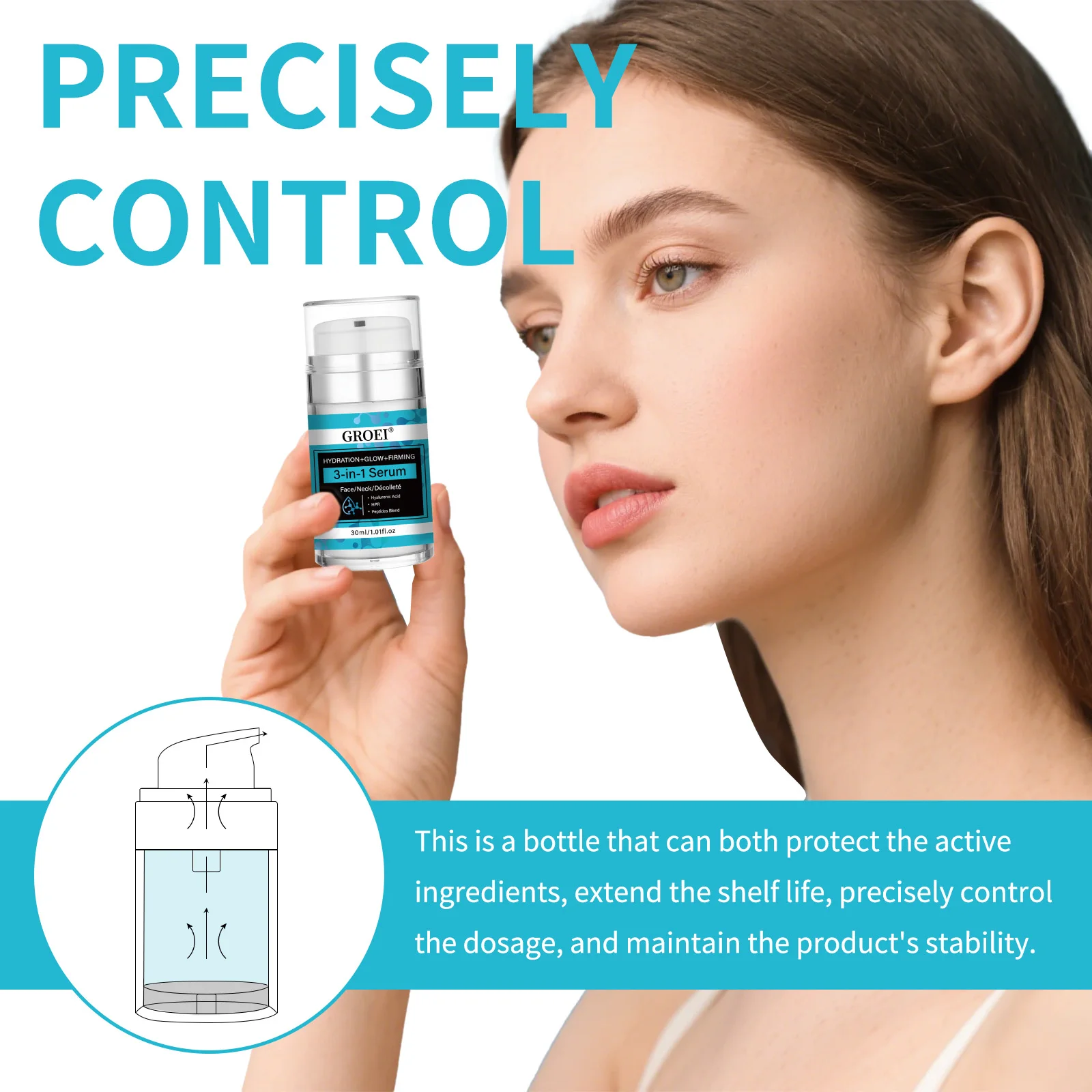 60ml/30ml Triple-Action Serum Long-lasting hydration Naturally brightens skin Firms skin Gentle and non-irritating Skin care