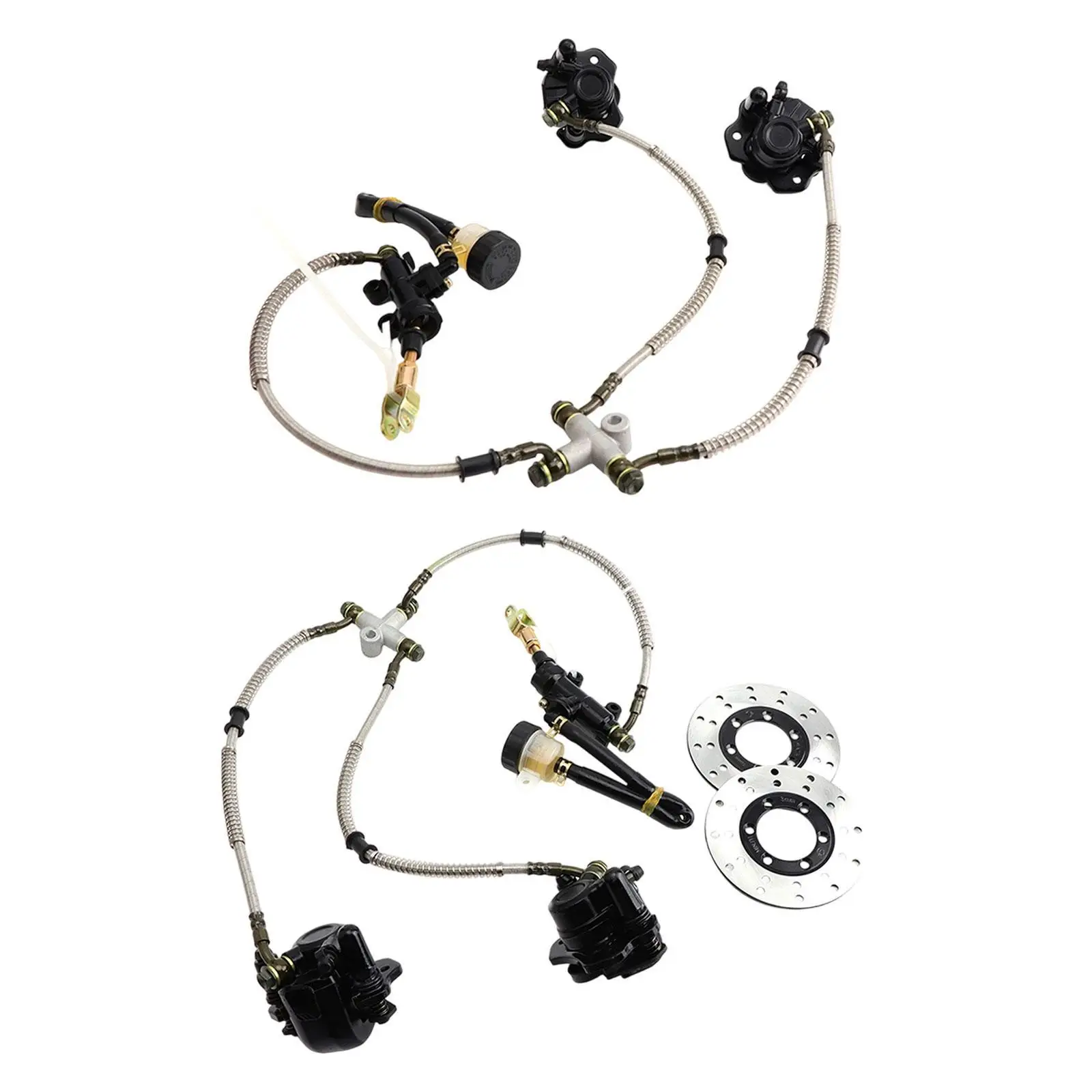 Hydraulic Rear Foot Brake Kit Metal Twin Calipers Go Kart Brakes Assembly for DIY ATV 125cc 150cc 200cc 250cc