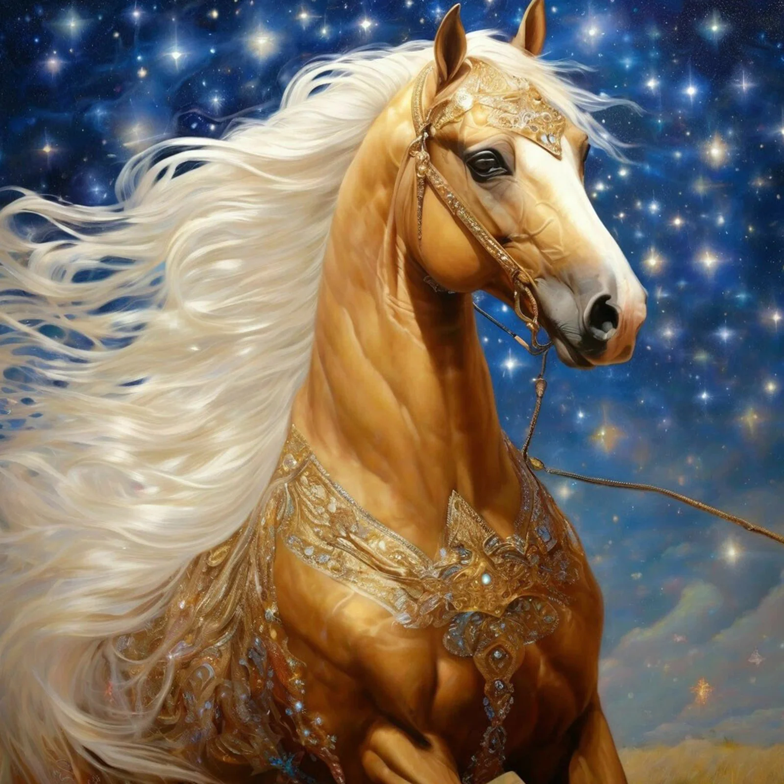 Un conjunto de pintura de diamantes con patrón de caballo, juego completo de pintura de diamantes DIY para adultos, adecuado para decoración del hogar, artesanías sin marco