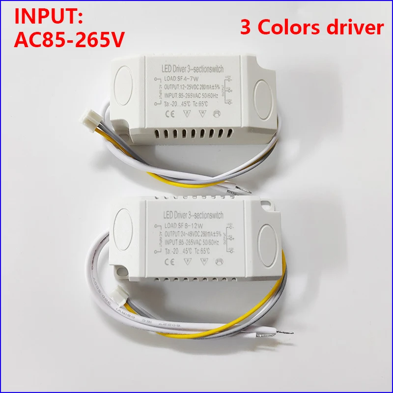 1pcs Isolation driver With 3Colors LED transformer (8-12W)×2 (36-50W)X2 AC Input 85-265V for dimmable color-changeable chandelie