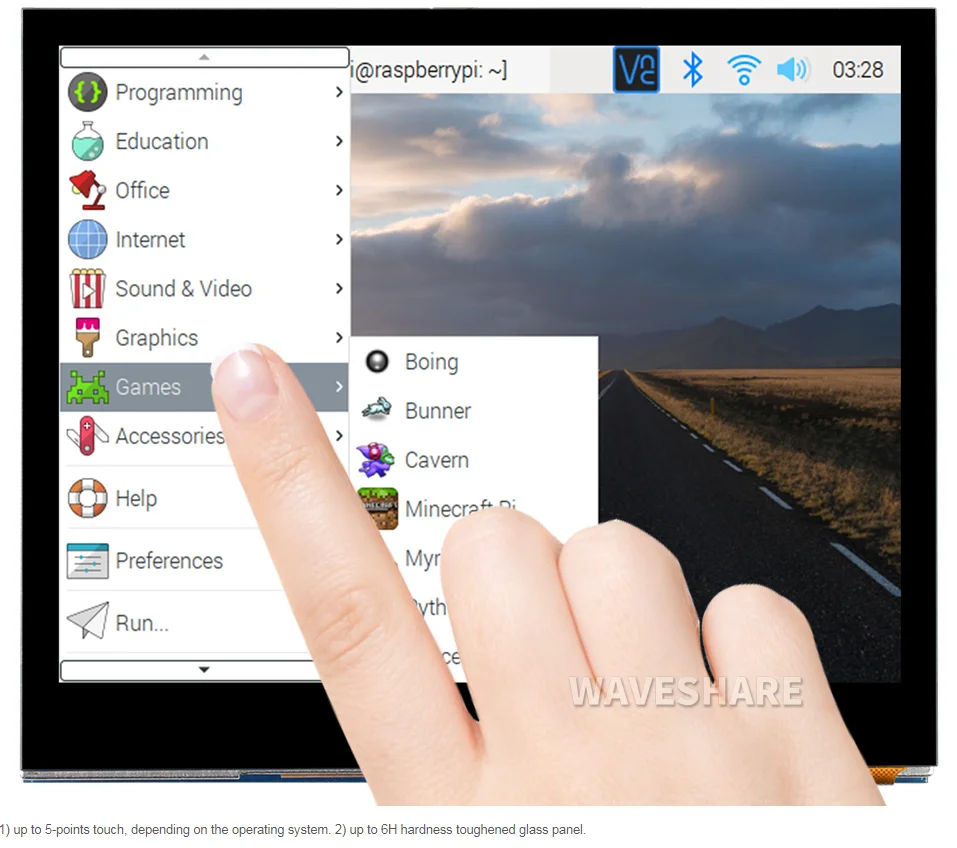 raspberry-pi用35インチ静電容量式タッチスクリーンlcd、640×480、dpi、ips、強化ガラスカバー、低消費電力