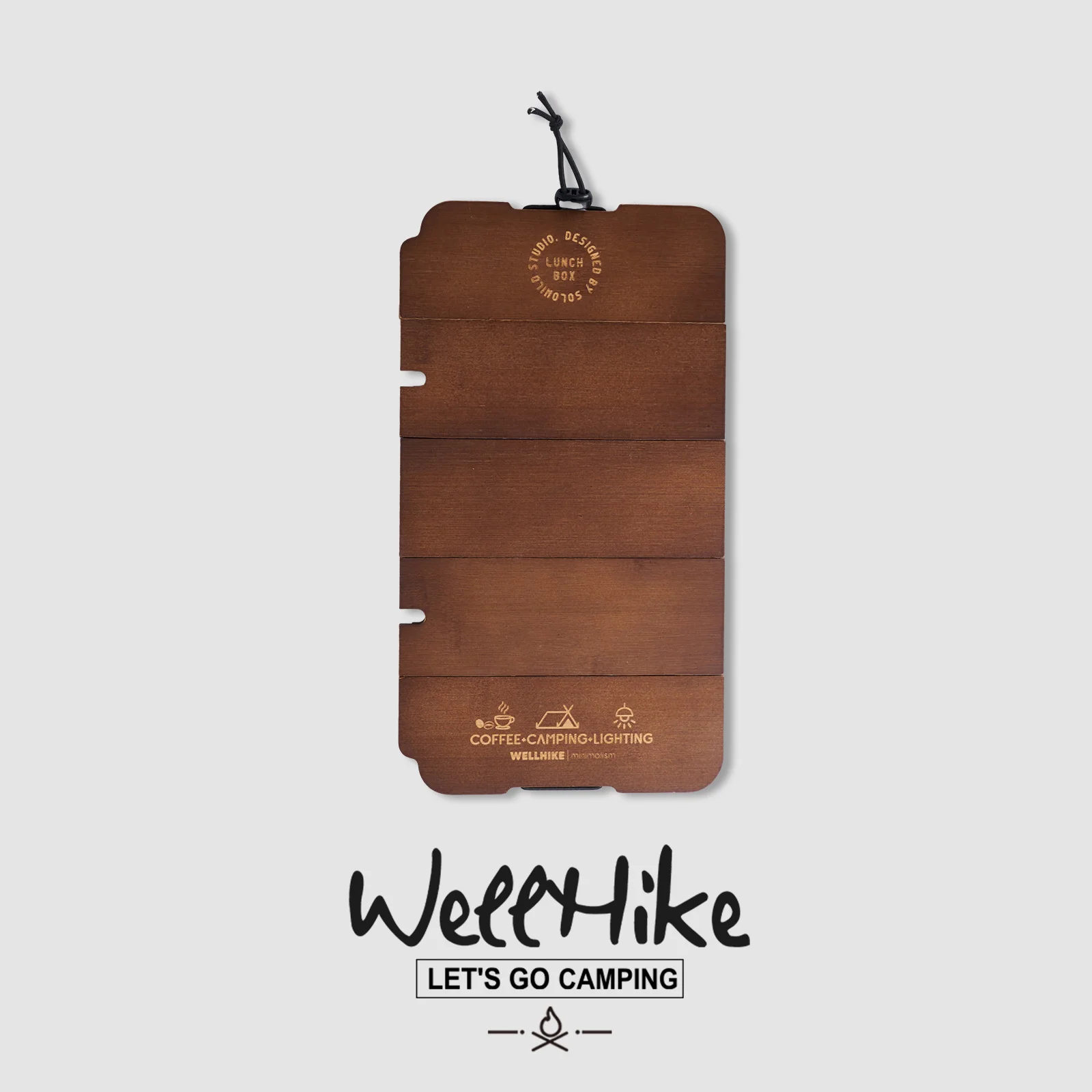 Camping Cooking Box - 5‑Panel Foldable Wooden Board Retro Texture