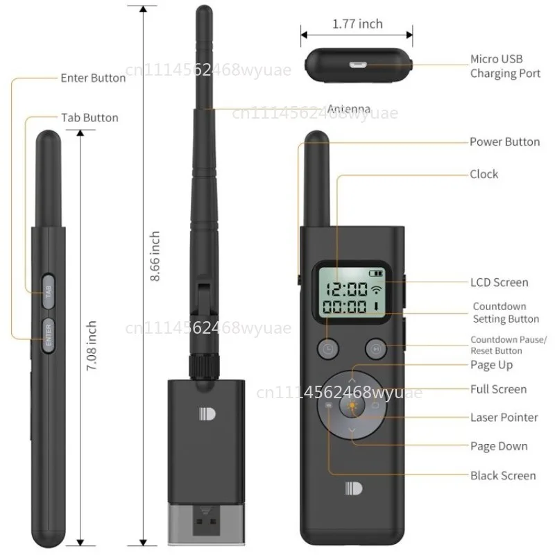 Custom 300 Meters Remote Control 2.4G Green Light Laser Pointer PPT Page-turning Pen Large Scene Projection Presentation Pen