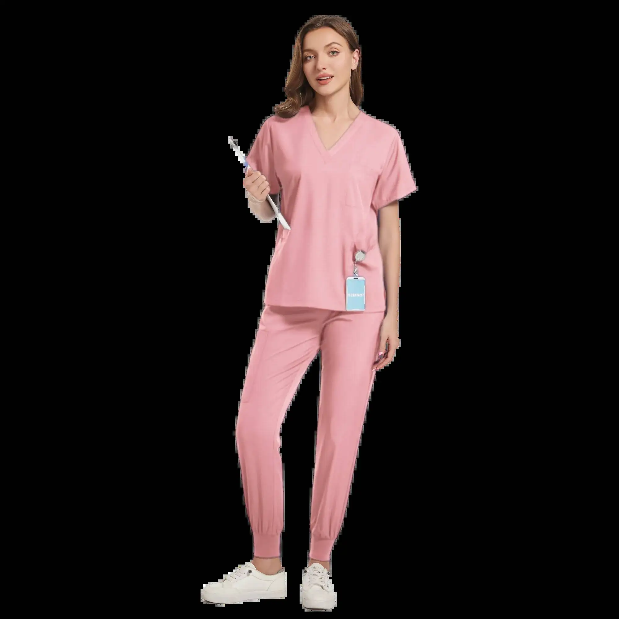 

2024, модный индивидуальный костюм доктора и медсестры против морщин, растягивающиеся скрабы, униформа, наборы скрабов для кормления, женские для больницы